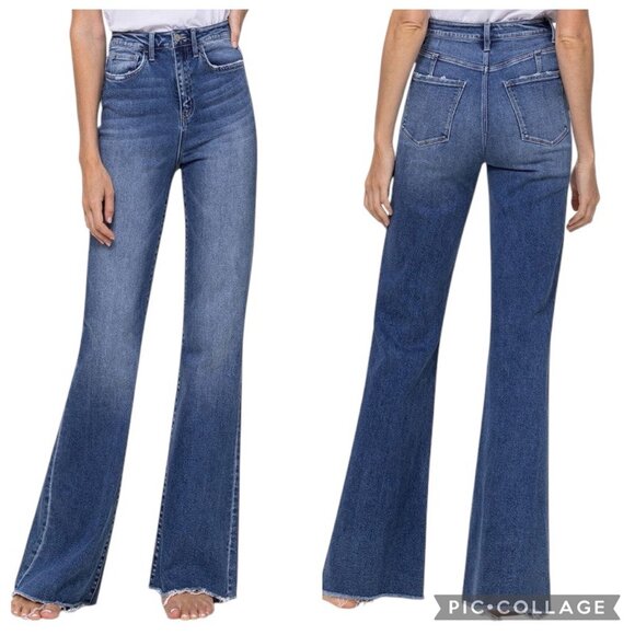 Flying Monkey Denim - Flying Monkey Women Size 25 Flare Stretch Jean Blue Denim Mid Rise